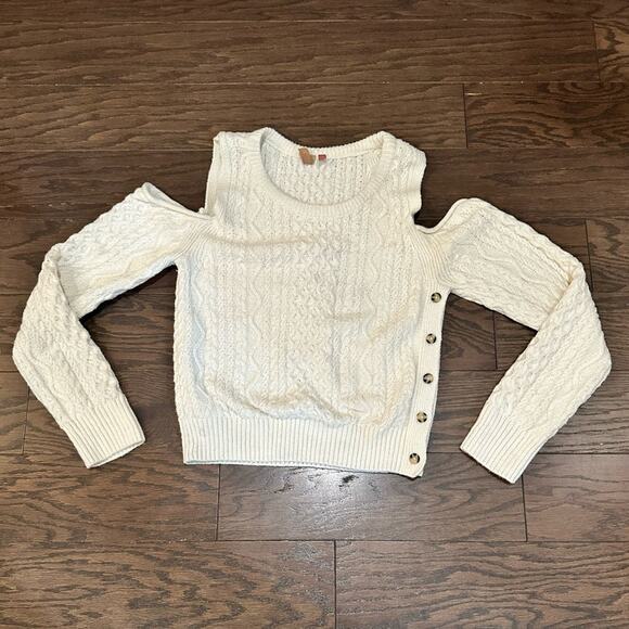 Anthropologie Pilcro Cold Shoulder Fisherman Sweater Knit Size Smalll - Picture 5 of 11
